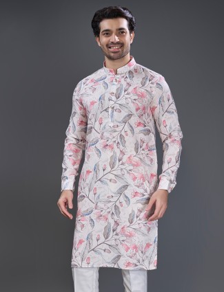 Pink festive printed kurta set