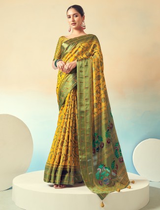 Yellow georgette saree for party wear