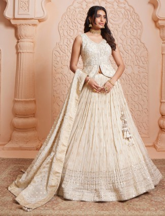 Off white tissue silk lehenga set