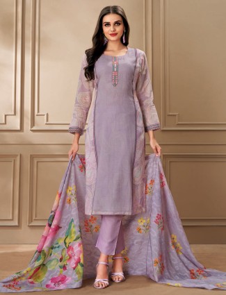 Rich purple cotton suit with chic prints
