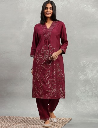 Purple silk printed women’s kurti set