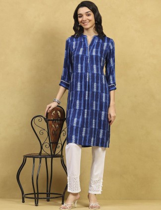 Navy cotton kurti with printed charm