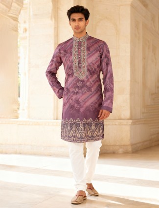 Light wine cotton silk elegant daman kurta pajama