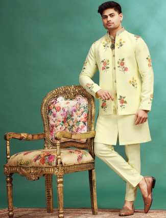 Pista printed waistcoat set with elegant cutdana