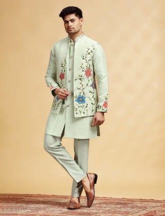 Pista silk reception waistcoat set with handprint