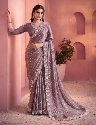 Light wine bandhani two-tone satin silk saree