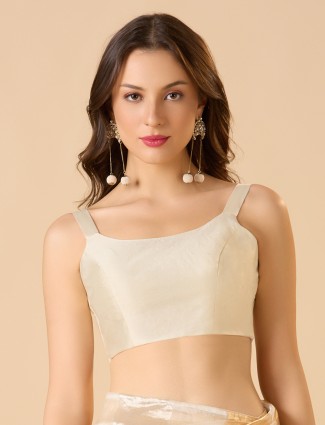 Off white taffeta sleeveless minimalist blouse
