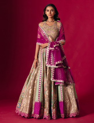 Multicolor designer silk lehenga choli with festive embellishments