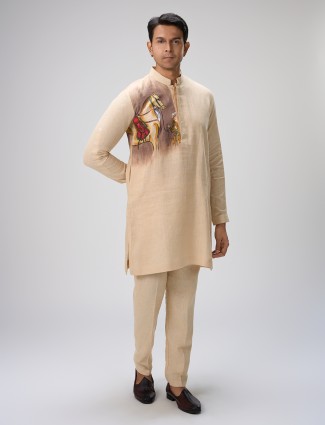 Beige kurta with pajama outfit