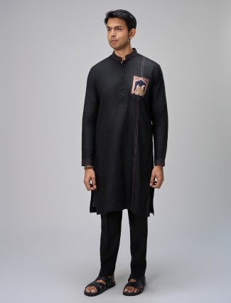 Black kurta with pajama suit