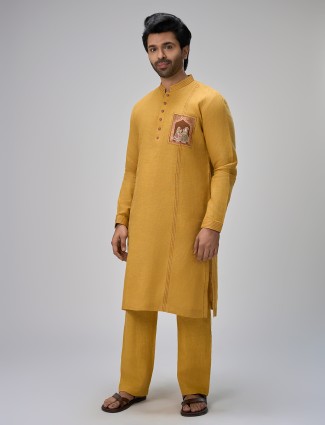 Mustard kurta with pajama outfit