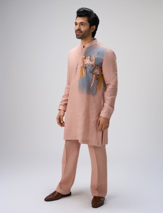 Peach kurta with pajama outfit