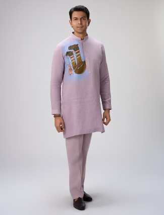 Purple kurta with pajama ensemble