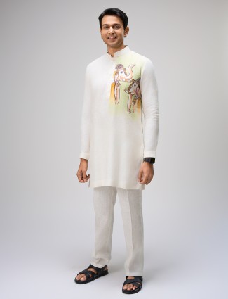 White kurta with pajama ensemble for men