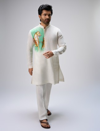 White kurta with pajama attire for men