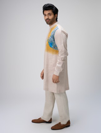 White kurta with pajama ensemble for mens