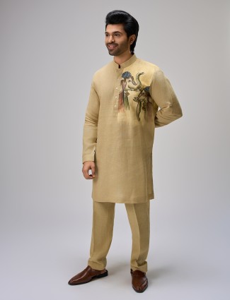 Yellow kurta with pajama attire