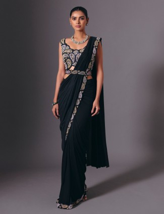 Black cruss festive saree