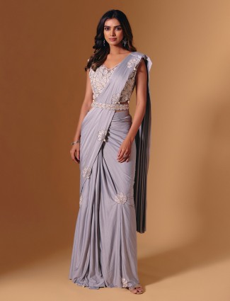 Grey elegant designer saree