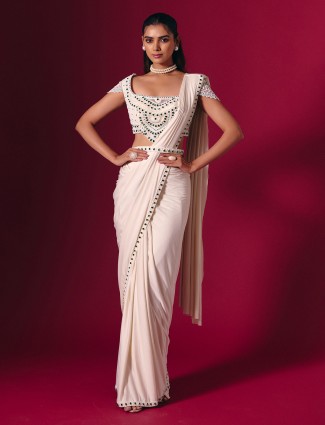 Off white stonework saree