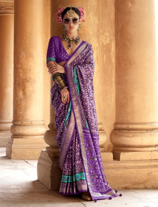 Purple classic patola silk saree