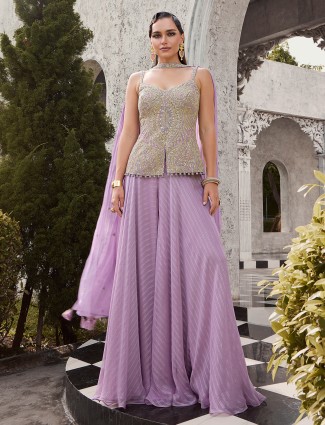 Lilac georgette palazzo with festive shine