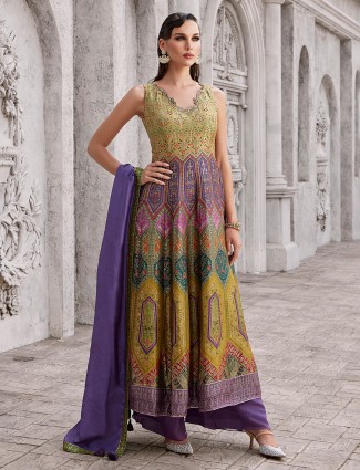 Vibrant multicolor printed silk palazzo glow