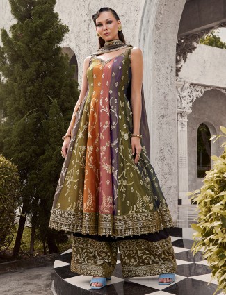Multicolor silk palazzo suit for women