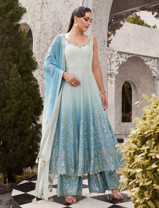 White blue pakistani style anarkali