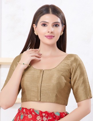 Copper beige dupion silk classic front open blouse