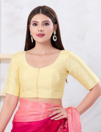 Cream dupion silk front open ready made blouse