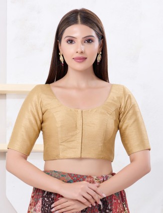 Gold dupion silk festive front open blouse