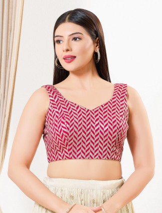 Pink silk sleeveless sequins festive blouse