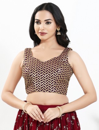 Wine silk sleeveless sweetheart neck blouse