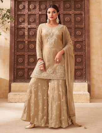 Onion pink lycra designer indo-western suit