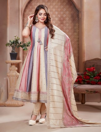 Multi color sweetheart neck salwar suit