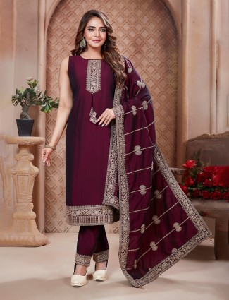 Onion pink lycra designer indo-western suit