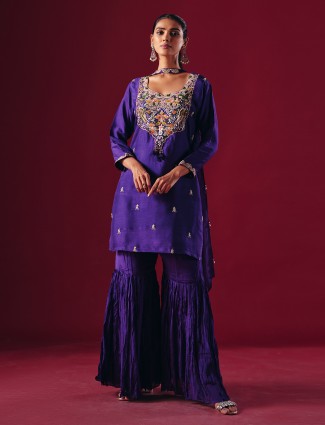 Wine soft silk saree with pearl and diamond radiance