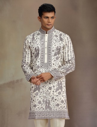 Cream premium silk kurta suit for festive wear