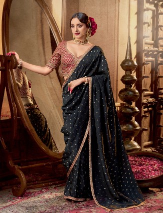Timeless black viscose crepe silk saree