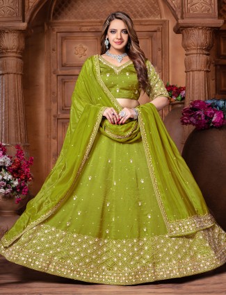Sage green silk printed salwar suit elegance
