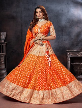 Brown silk lehenga choli with stunning ready made blouse