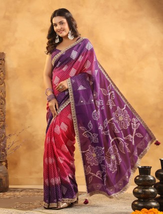 Purple printed silk saree ideal for wedding functions