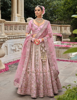 Baby pink soft silk bridal lehenga choli with delicate charm