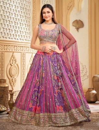 Multi colour silk embellished lehenga choli