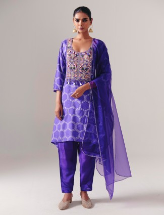 Onion pink lycra designer indo-western suit