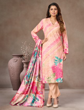 Onion pink lycra designer indo-western suit