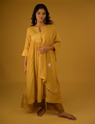 Yellow modal silk palazzo suit for special occasions