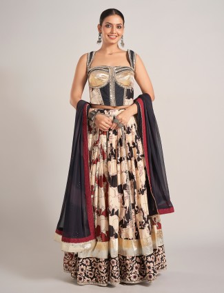 Black cream zardosi silk navratri choli