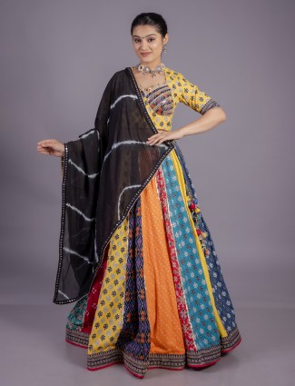 Multicolor silk festive navratri lehenga choli